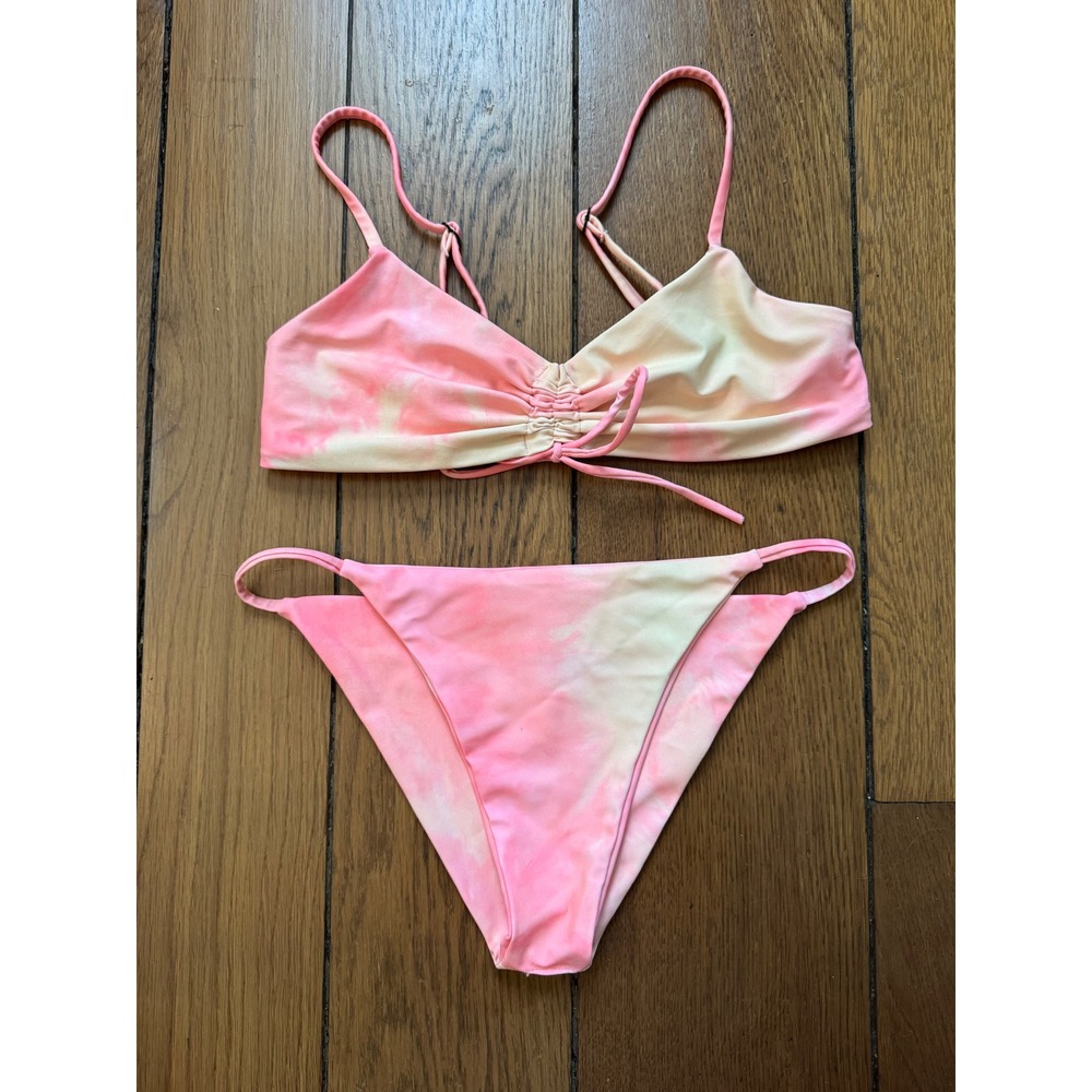 Blackbough Swim Sophia Bikini Set Pink Tie Dye Two Piece Swimsuit Small